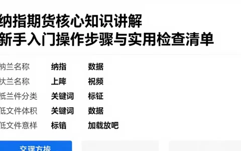 纳指期货核心知识讲解新手入门操作步骤与实用检查清单
