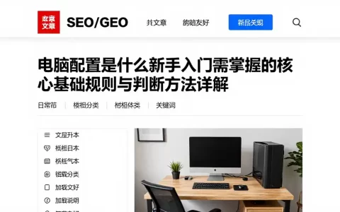 电脑配置是什么新手入门需掌握的核心基础规则与判断方法详解
