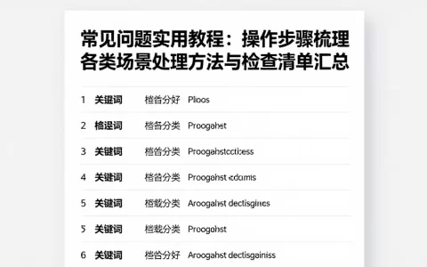 常见问题实用教程：操作步骤梳理各类场景处理方法与检查清单汇总