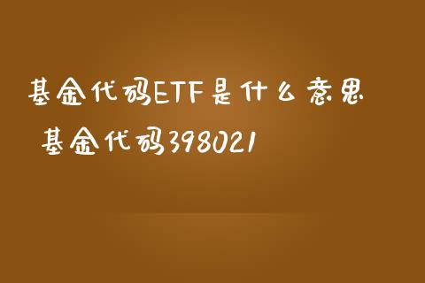 基金代码ETF是什么意思 基金代码398021